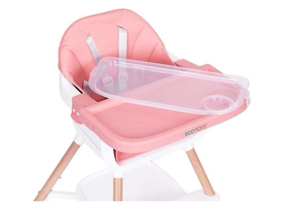 ECOTOYS Jedálenská stolička 2v1 Ružová