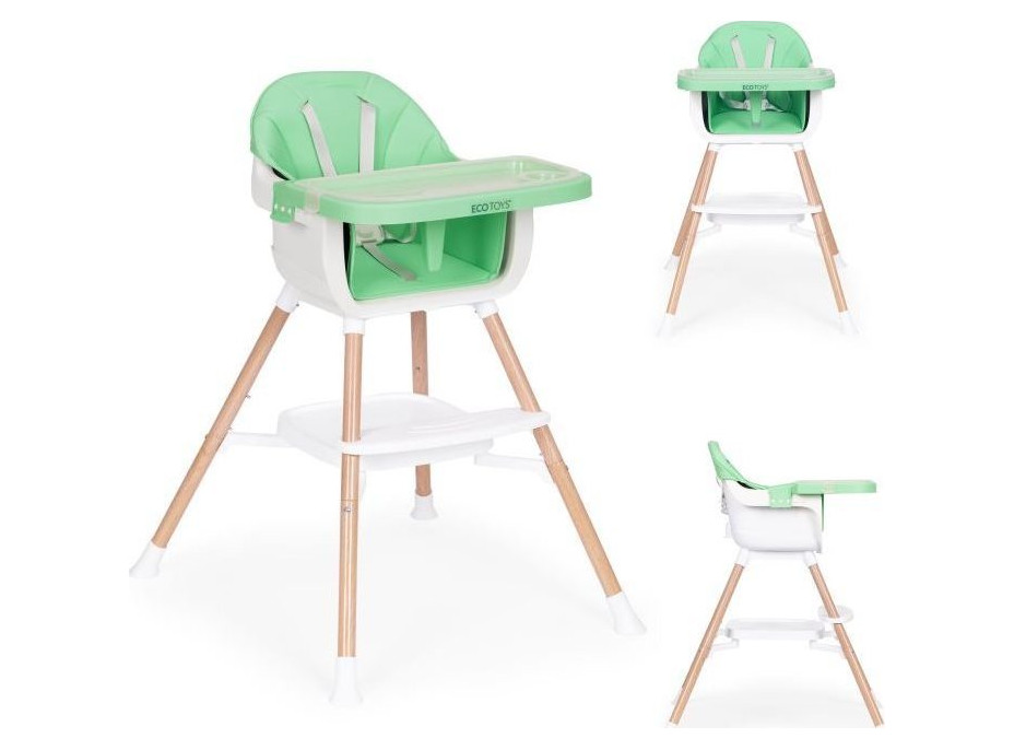 ECOTOYS Jedálenská stolička 2v1 Zelená