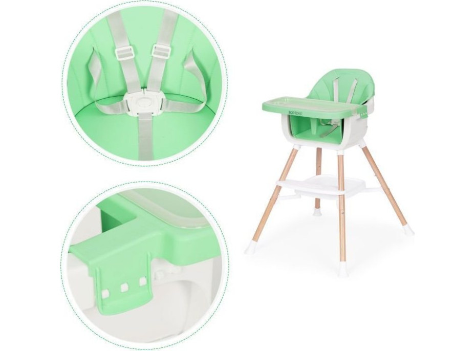 ECOTOYS Jedálenská stolička 2v1 Zelená