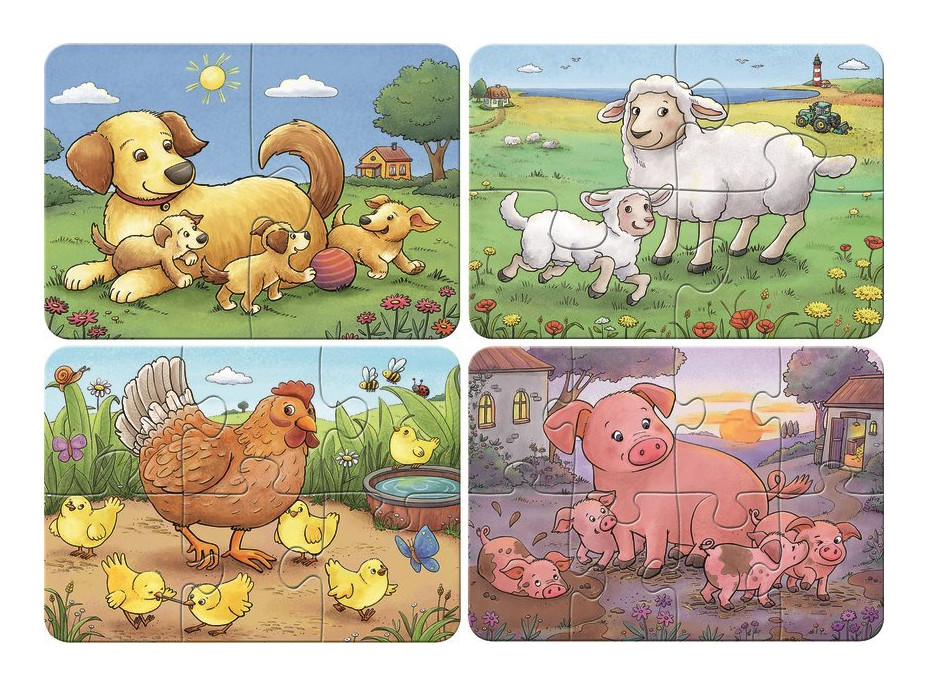 RAVENSBURGER Moje prvé puzzle Zvieracie rodinky na farme 4v1 (2,4,6,8 dielikov)