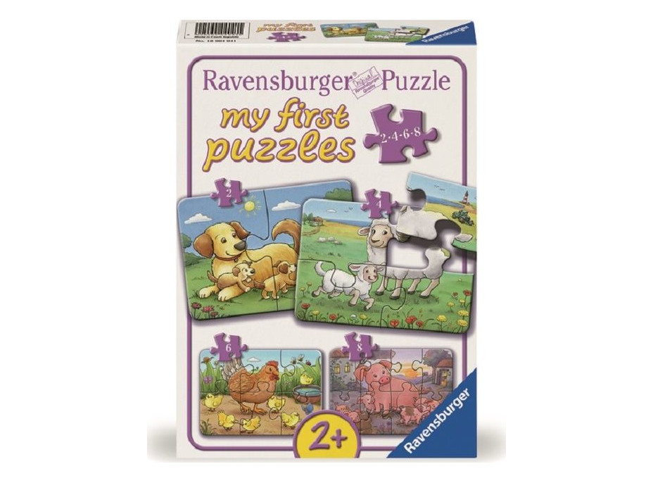 RAVENSBURGER Moje prvé puzzle Zvieracie rodinky na farme 4v1 (2,4,6,8 dielikov)