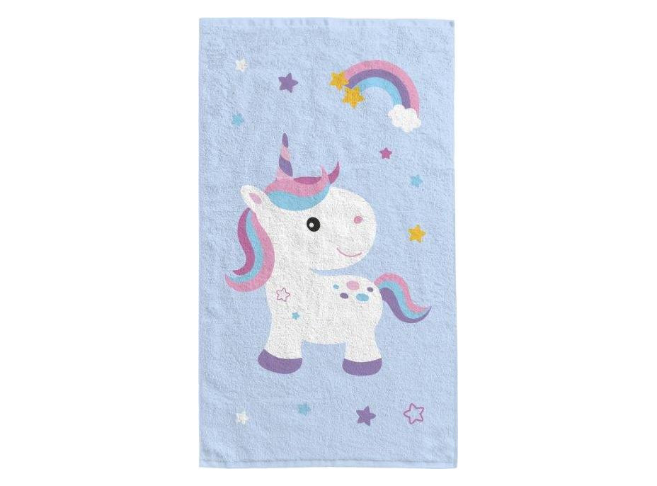 Detský bavlnený uterák KIDS 30x50 cm - Jednorožec a dúha
