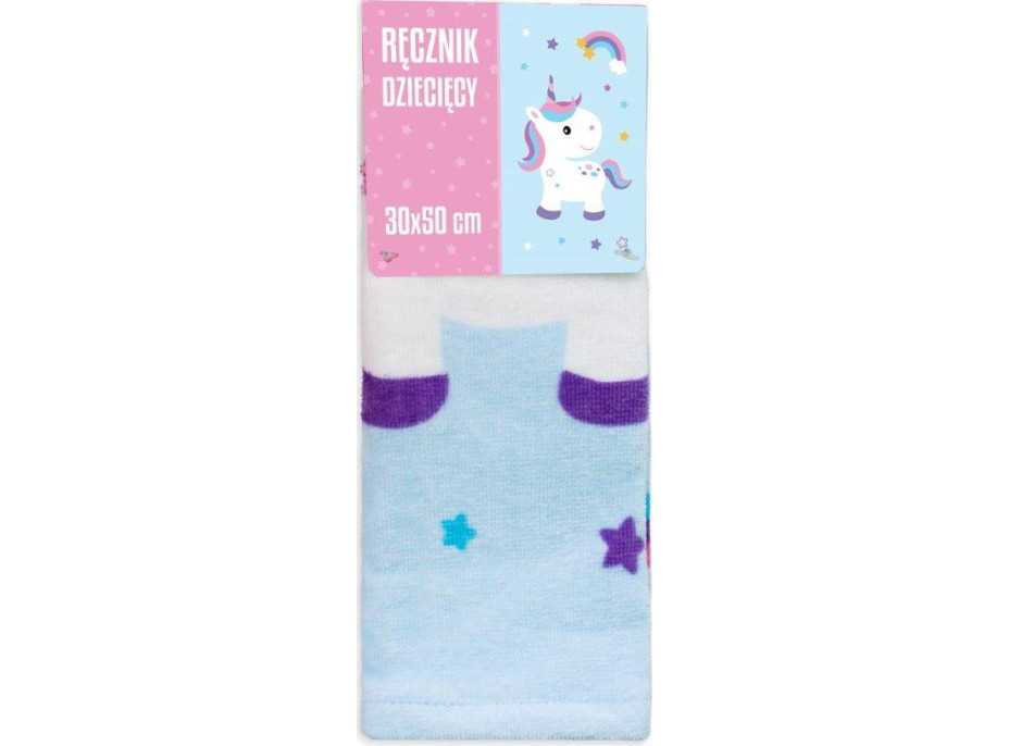 Detský bavlnený uterák KIDS 30x50 cm - Jednorožec a dúha