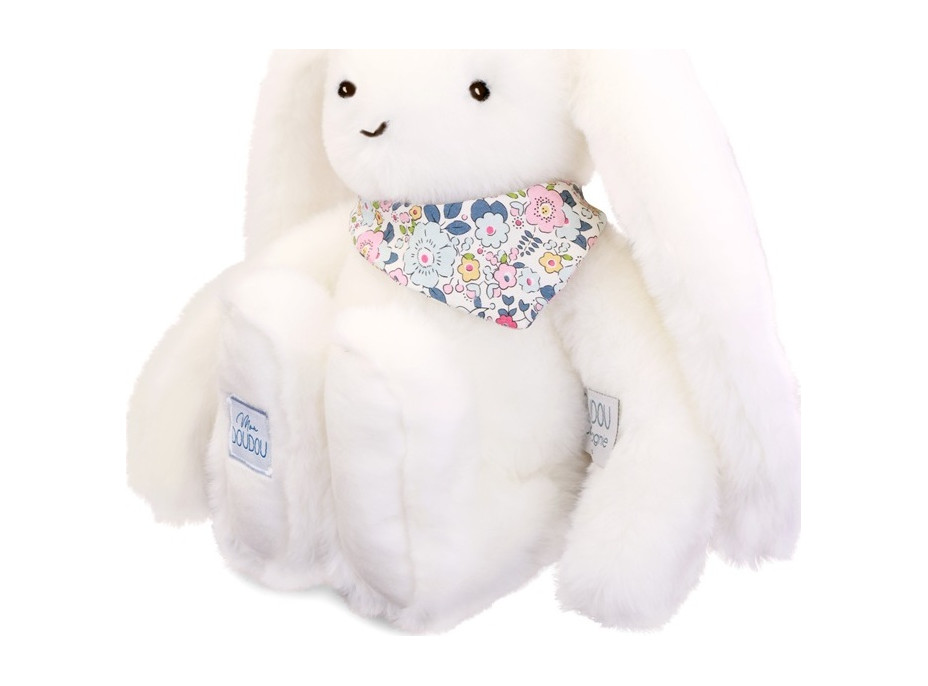 Doudou Plyšový zajačik so šatkou biely 35 cm