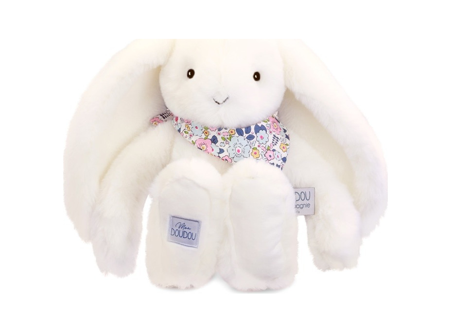 Doudou Plyšový zajačik so šatkou biely 35 cm