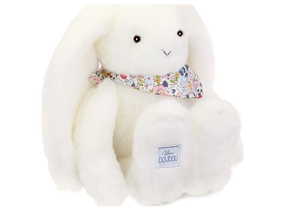 Doudou Plyšový zajačik so šatkou biely 35 cm