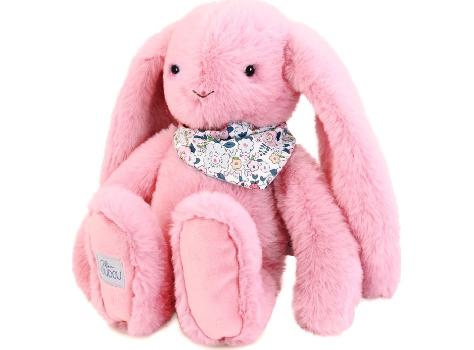 Doudou Plyšový zajačik so šatkou ružový 35 cm