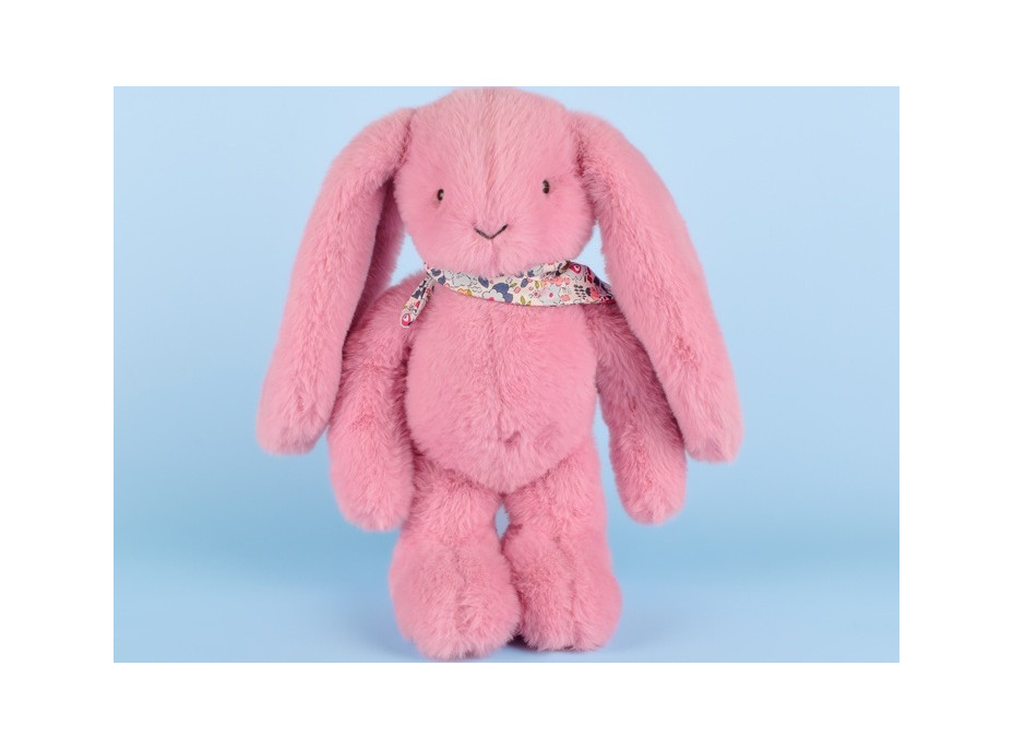 Doudou Plyšový zajačik so šatkou ružový 35 cm