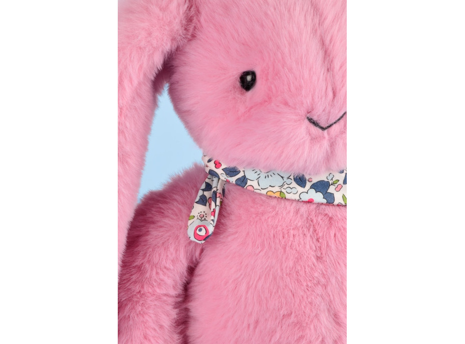 Doudou Plyšový zajačik so šatkou ružový 35 cm