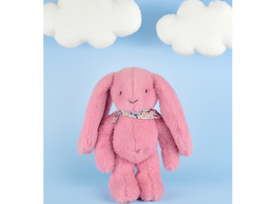Doudou Plyšový zajačik so šatkou ružový 35 cm