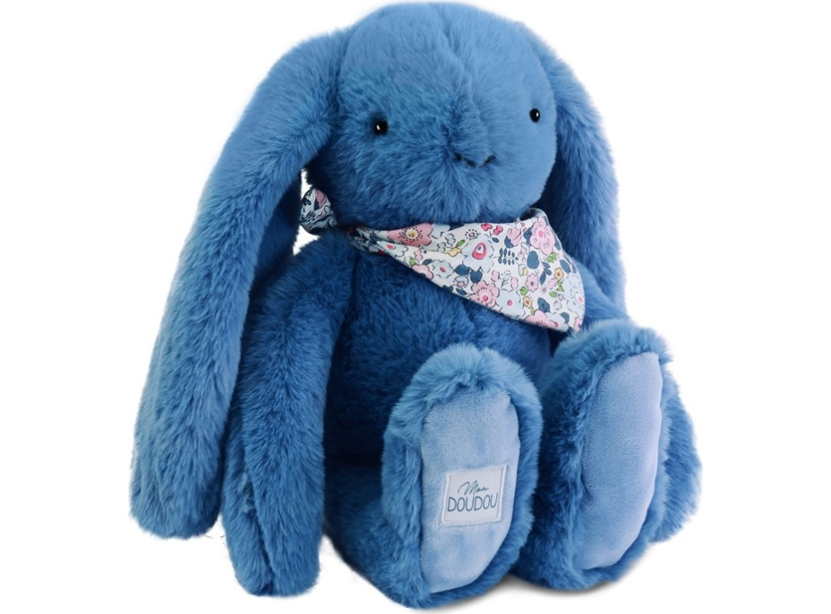 Doudou Plyšový zajačik so šatkou modrý 35 cm