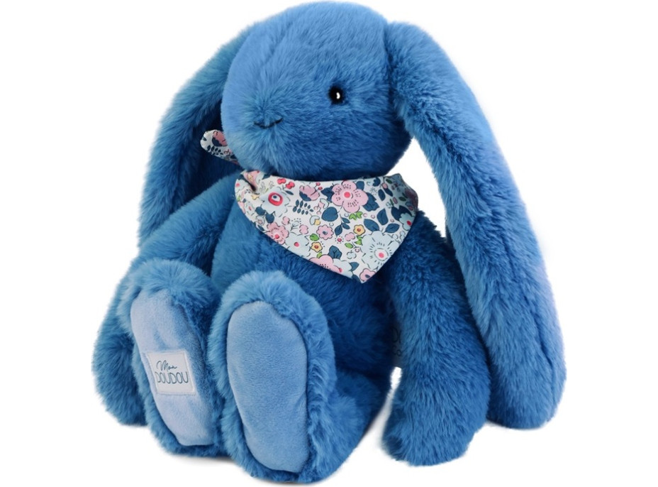 Doudou Plyšový zajačik so šatkou modrý 35 cm