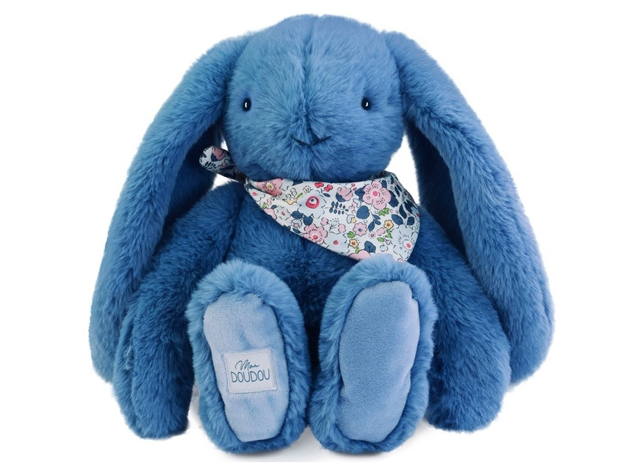 Doudou Plyšový zajačik so šatkou modrý 35 cm