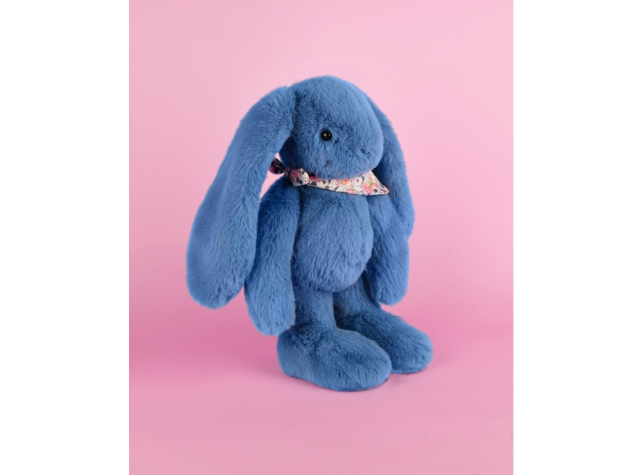 Doudou Plyšový zajačik so šatkou modrý 35 cm