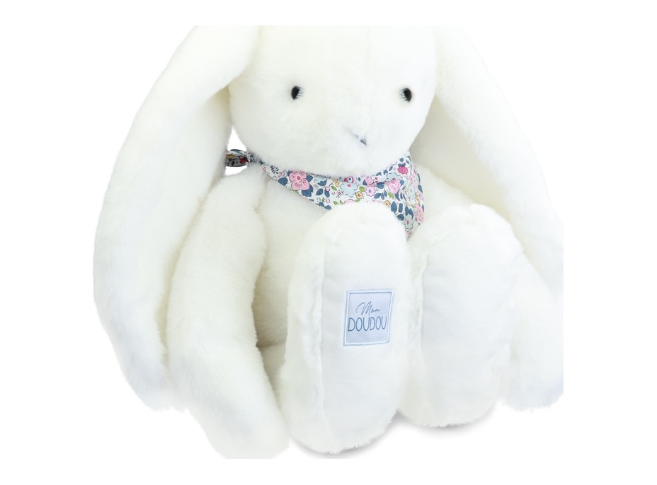 Doudou Plyšový králik XXL so šatkou biely 50 cm