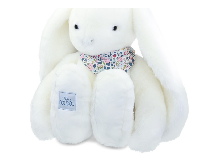 Doudou Plyšový králik XXL so šatkou biely 50 cm
