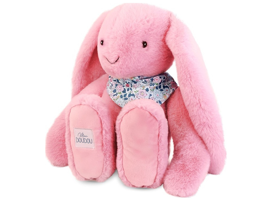 Doudou Plyšový králik XXL so šatkou ružový 50 cm