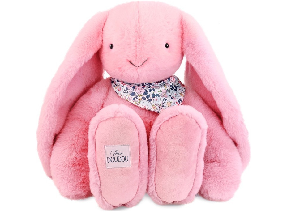 Doudou Plyšový králik XXL so šatkou ružový 50 cm