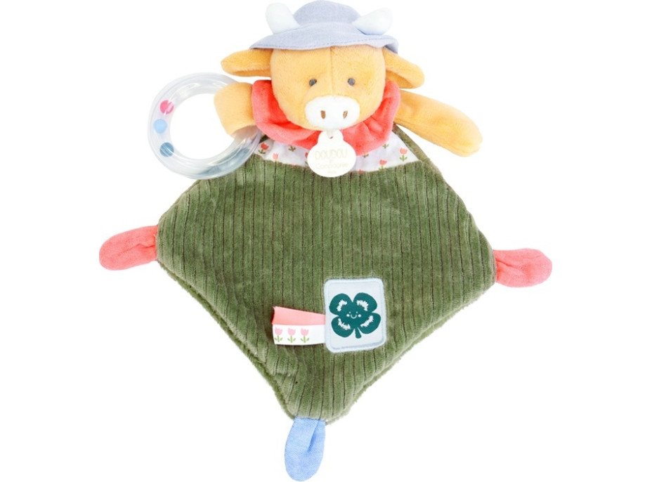 Doudou Darčeková sada Plyšová kravička Aneth s hrkálkou 21 cm
