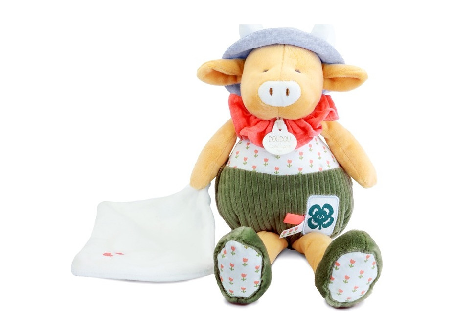 Doudou Darčeková sada Plyšová kravička Aneth s dečkou zelená 28 cm
