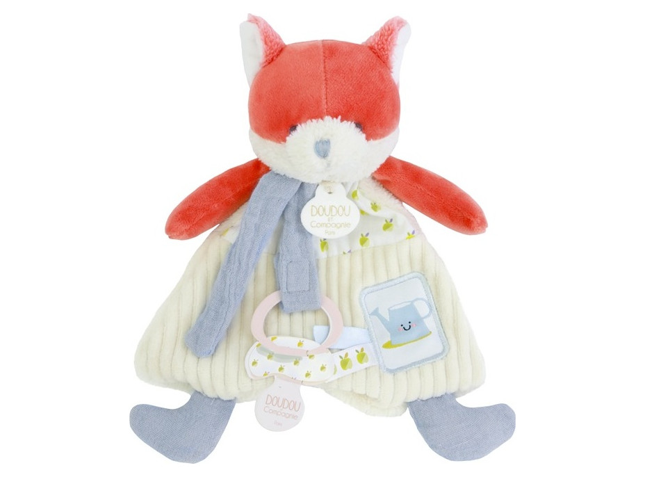Doudou Darčeková sada Plyšová líška Romarin s úchytom na cumlík 19 cm