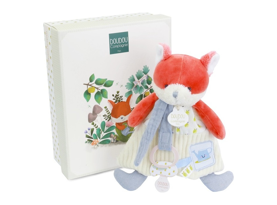 Doudou Darčeková sada Plyšová líška Romarin s úchytom na cumlík 19 cm