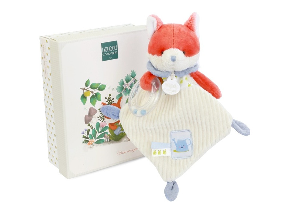 Doudou Darčeková sada Plyšová líška Romarin s hrkálkou 21 cm