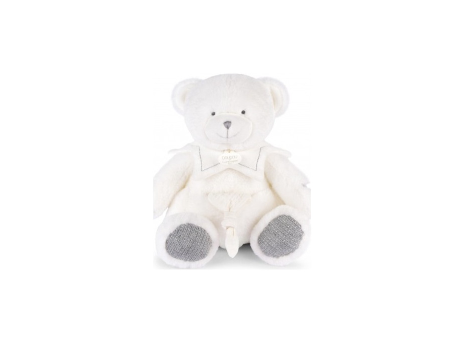 Doudou Darčeková sada Plyšový medvedík s dečkou 30 cm sivý