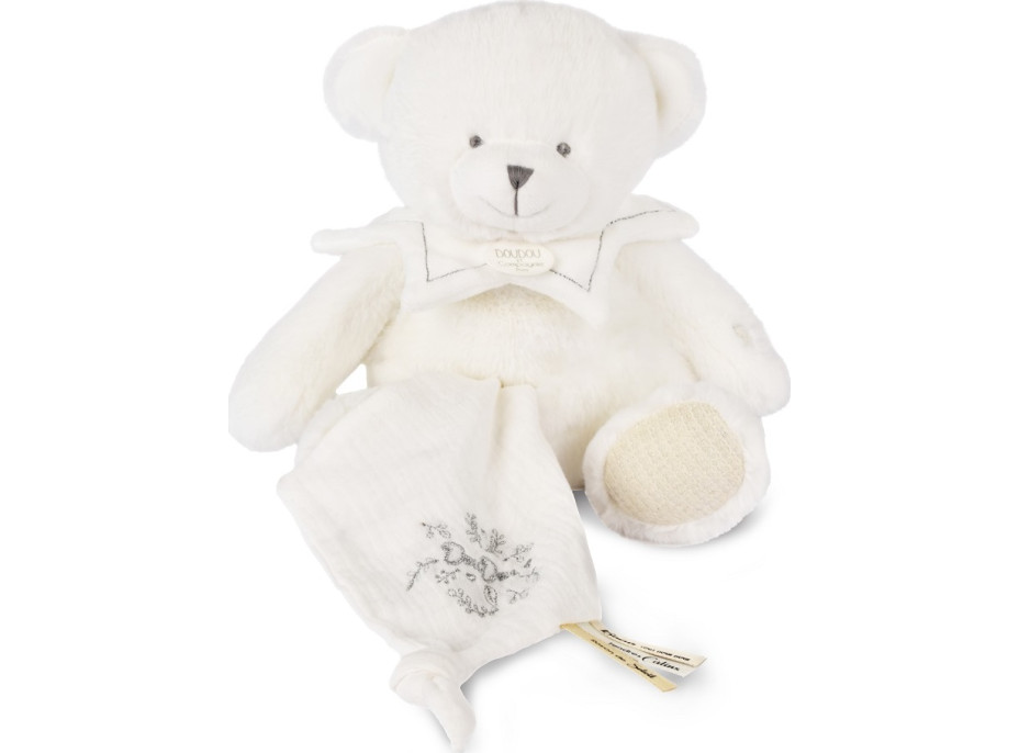 Doudou Darčeková sada Plyšový medvedík s dečkou 30 cm béžový