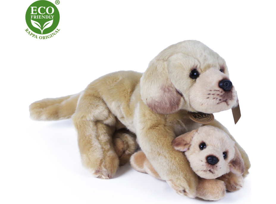 Rappa Plyšový labrador s bábätkom ležiaci 25 cm ECO-FRIENDLY