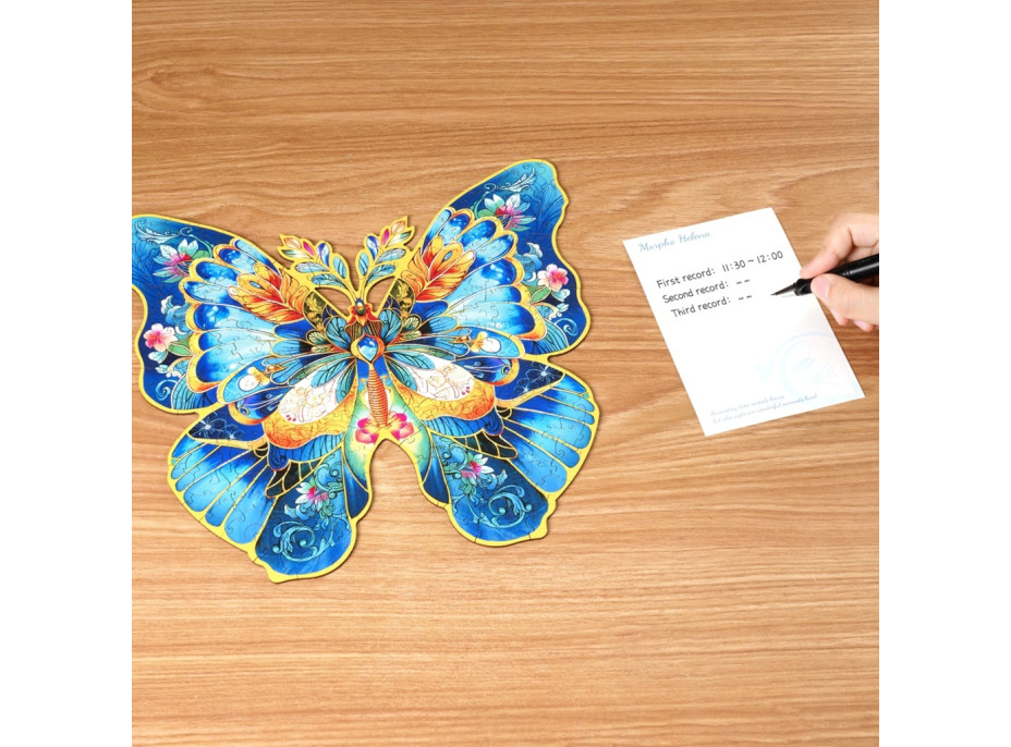 RoboTime Drevené puzzle Motýľ Morpho Helena