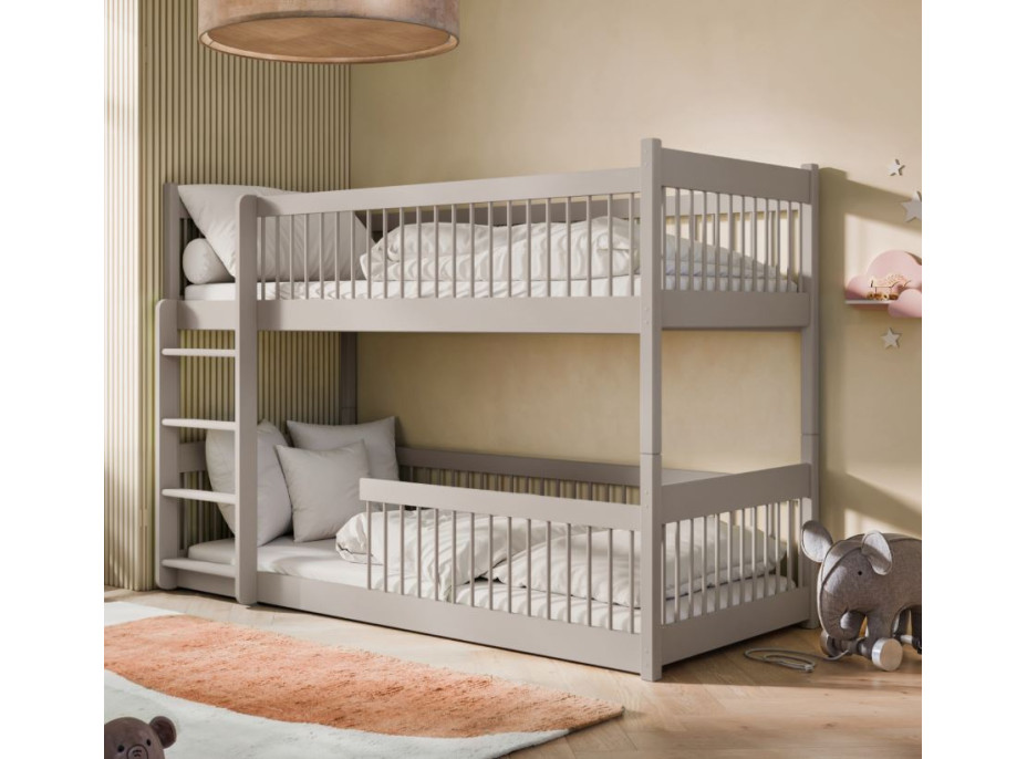 Detská poschodová posteľ s Montessori lôžkom z masívu borovice BOLEK - 180x80 cm - KAŠMÍROVÁ