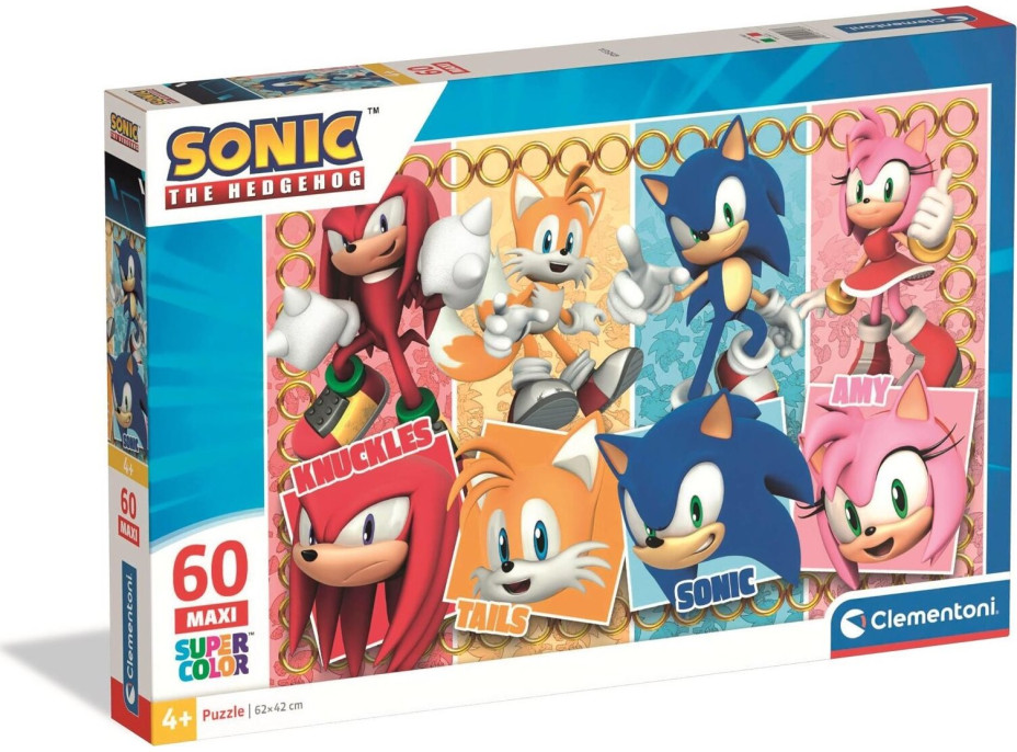 CLEMENTONI Puzzle Ježko Sonic MAXI 60 dielikov