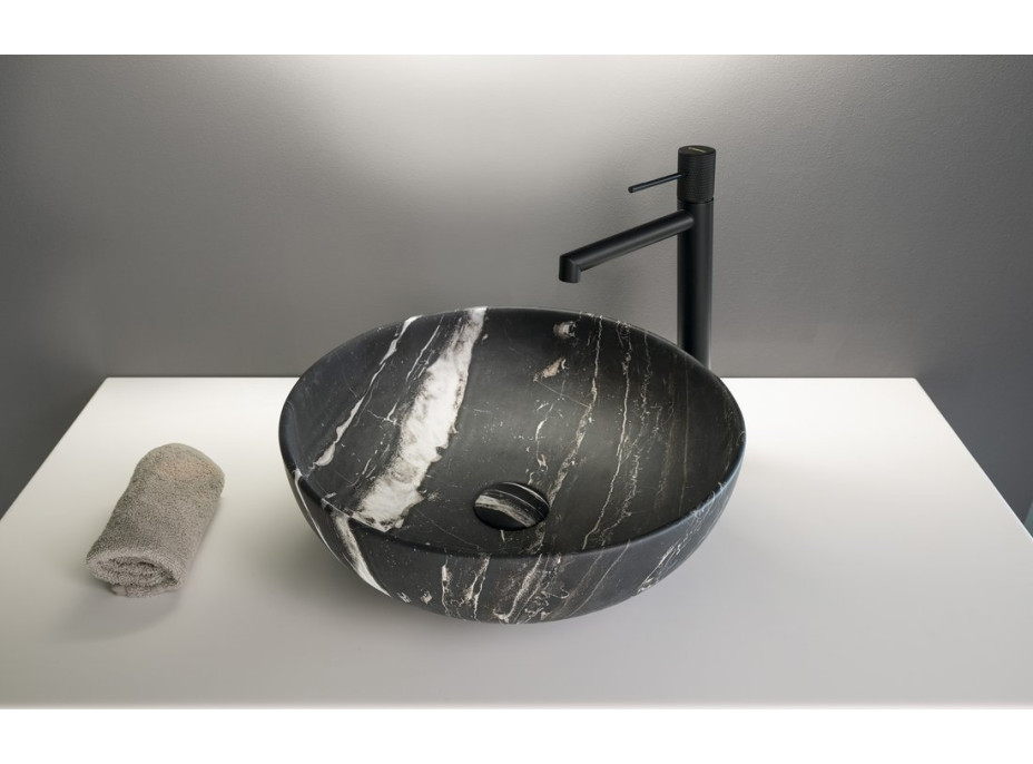 Sapho RONDANE keramické umývadlo na dosku Ø 41cm, carnico mramor AR435CM