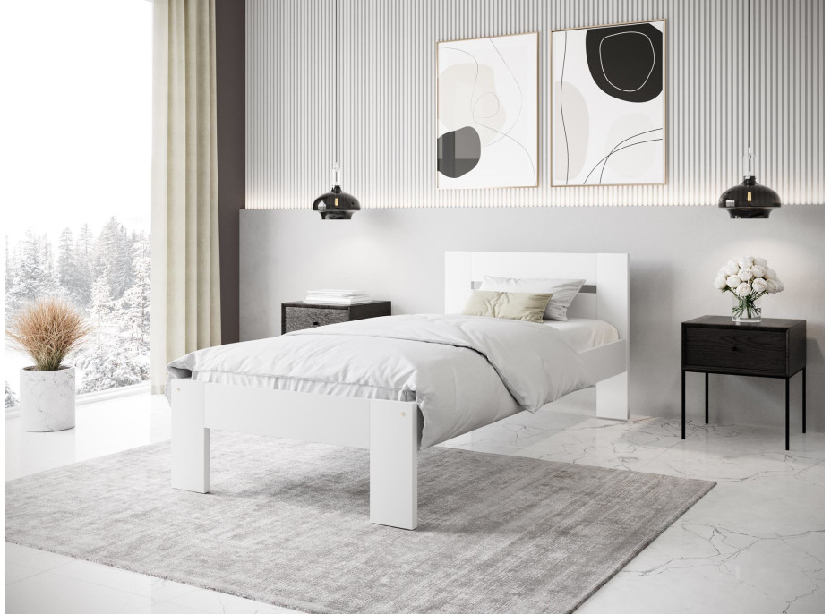 Posteľ z masívu buku MATYLDA 200x90 cm - biela