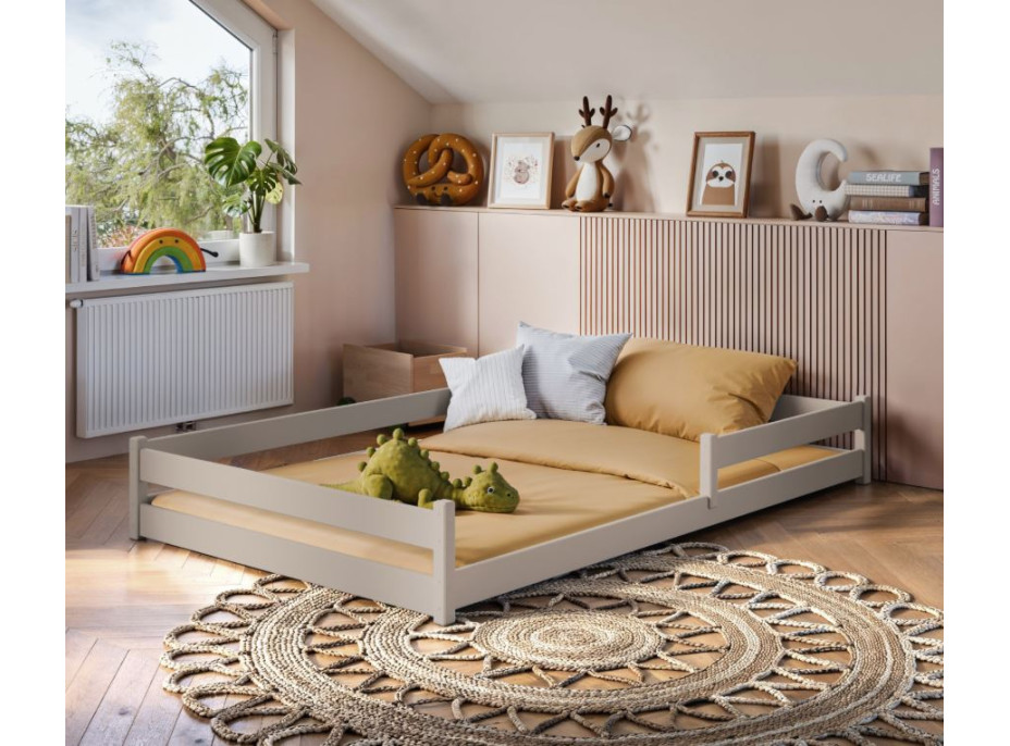Detská Montessori posteľ z masívu borovice ALICE - 200x120 cm - KAŠMÍROVÁ
