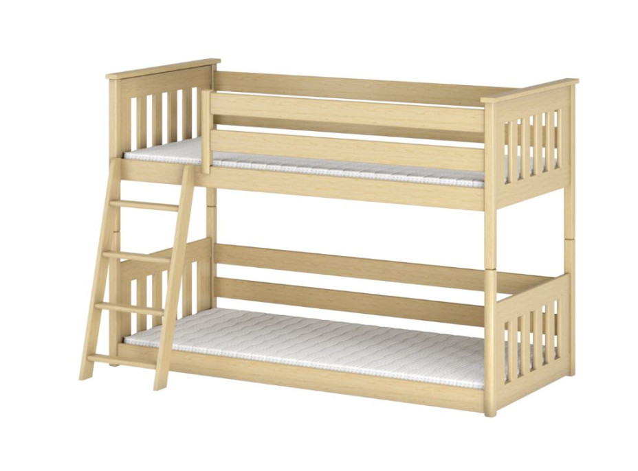 Detská poschodová posteľ s Montessori lôžkom z masívu borovice KEVIN - 200x90 cm - PRÍRODNÁ