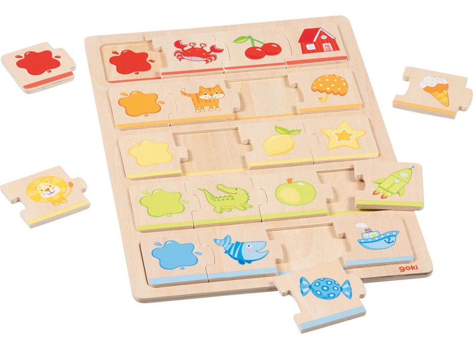 GOKI Drevené puzzle Farby 5x4 dielikov