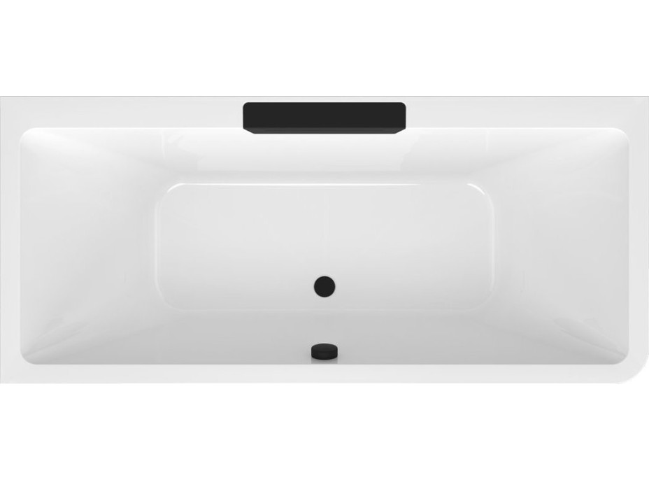 Polysan CASCATA L MONOLITH obdĺžniková vaňa 180x80x60cm, kaskáda čierna 73836ML.102