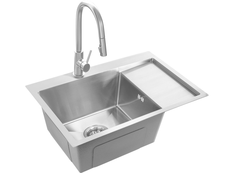 Kuchynský oceľový drez REA FIN - 48x62 cm - brúsený nikel