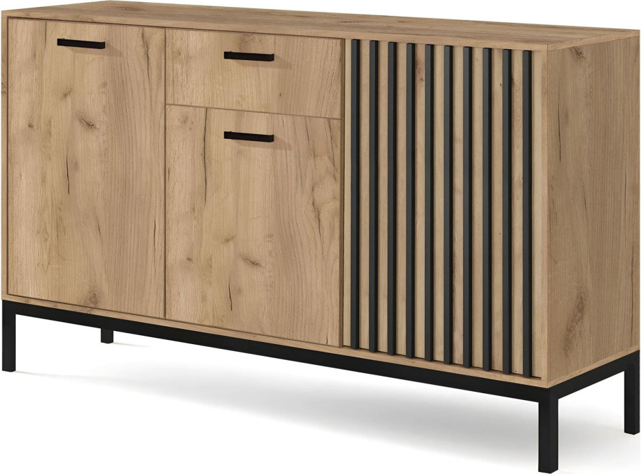 Komoda LAMINO 1 - dub craft/čierna