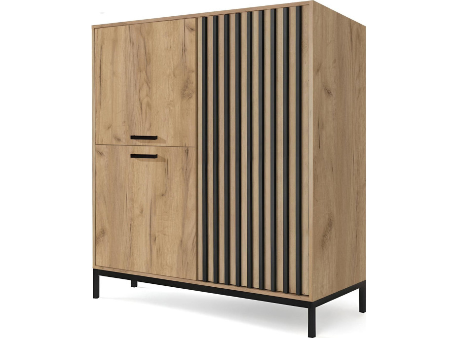 Komoda LAMINO 2 - dub craft/čierna
