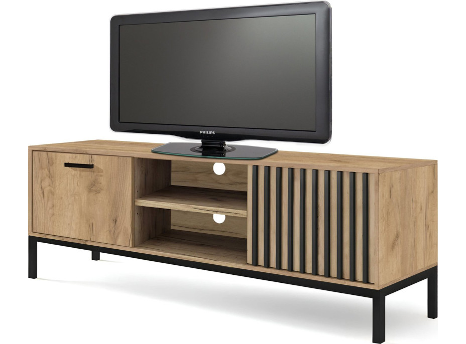 Televízny stolík LAMINO - dub craft/čierny