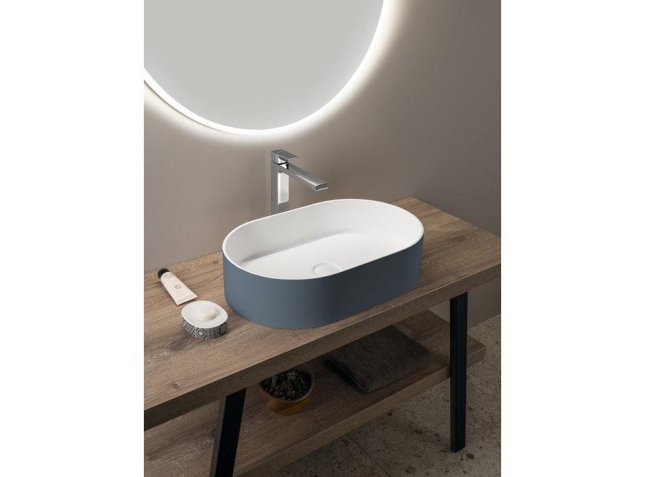 Sapho THIN umývadlo na dosku, Rockstone, 55x35cm, siena/biela mat WN205-42
