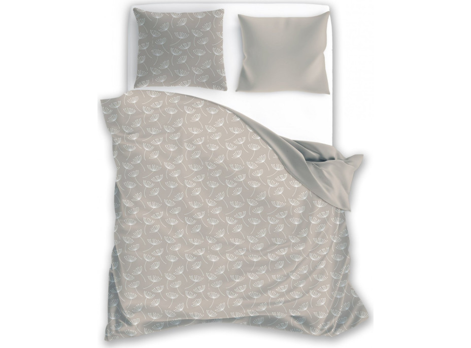 Saténové obliečky SATEEN Vetvičky - béžové - 160x200 cm + 2x 70x80 cm