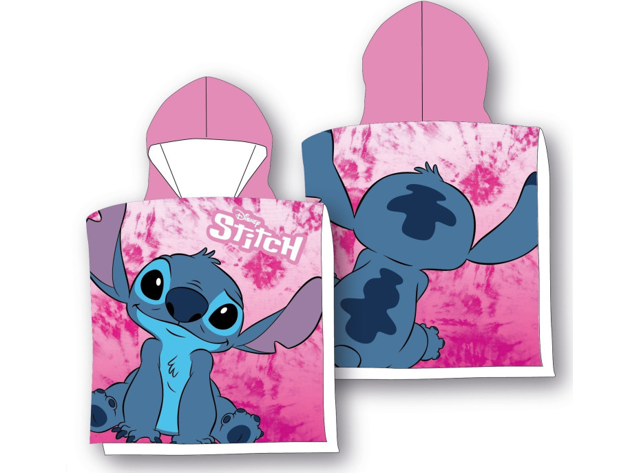 Detská rýchloschnúca osuška s kapucňou LILO A STITCH 50x100 cm - ružová
