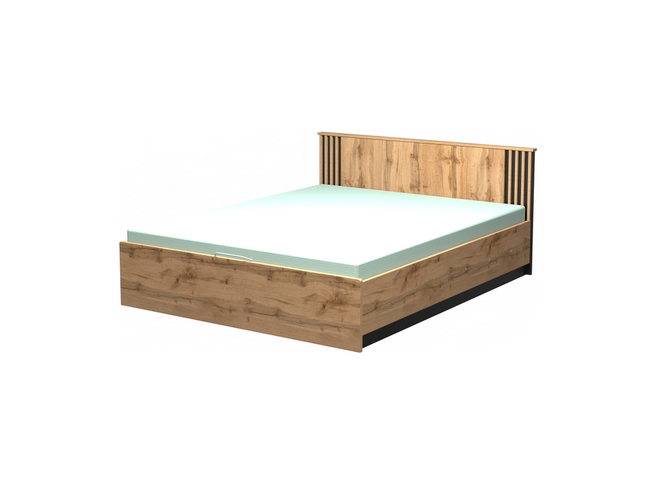 Posteľ s úložným priestorom LAMELO LA26 - 200x160 cm - dub wotan/čierna