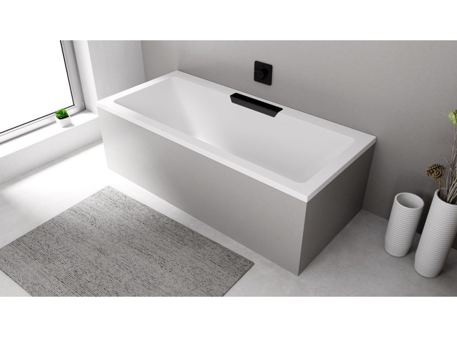 Polysan CASCATA obdĺžniková vaňa 185x85x45cm, kaskáda čierna 73836.102