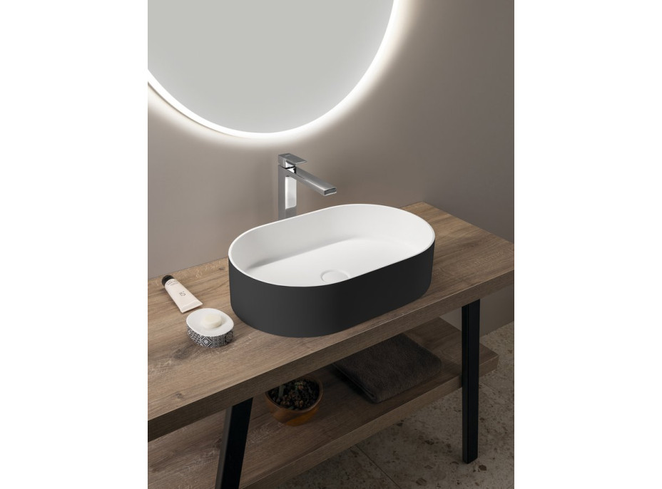 Sapho THIN umývadlo na dosku, Rockstone, 55x35cm, carina/biela mat WN205-41