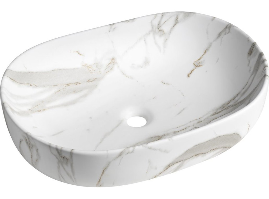 Sapho CALEO keramické umývadlo na dosku, 60x42cm, bianco carrara CA590BC